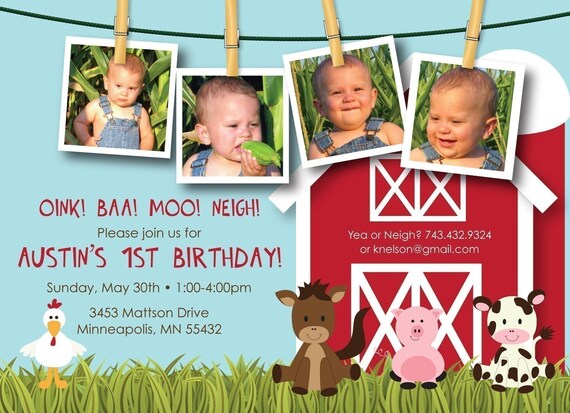 Farm Birthday Invitation Farm Birthday Invite Farm Birthday