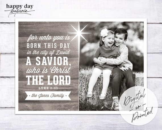 Luke 2:11 Christmas Photo Card | Custom | DIGITAL or Printed | Religious Christmas Card Il_570xn