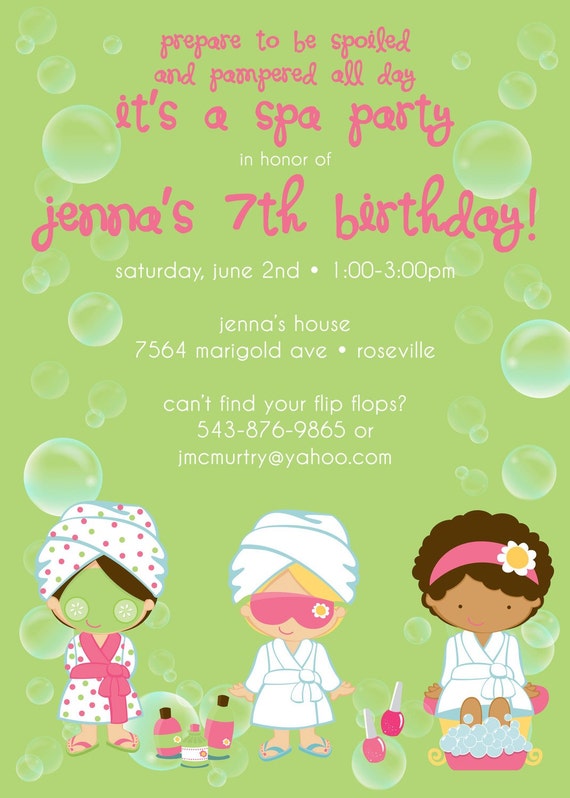 Spa Party Birthday - Custom DIGITAL Birthday Party Invitation Invite for ANY AGE Il_570xn