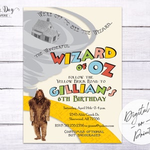 Wizard of Oz Custom DIGITAL or printed Birthday Party Invitation Invite for any age BOY or GIRL image 4