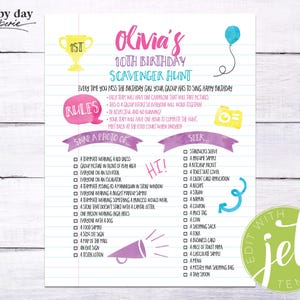 Scavenger Hunt Birthday Party Checklist | Mall Edition | Instant Download, digital printable