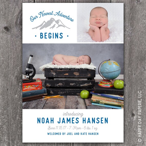 Newest Adventure - Digital or Printed Custom Adoption Announcement, any color Il_570xn