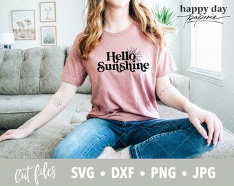 Hello Sunshine SVG, Summer SVG, Vacation SVG, School's Out Gift, New Baby gift, dxf, png, cricut