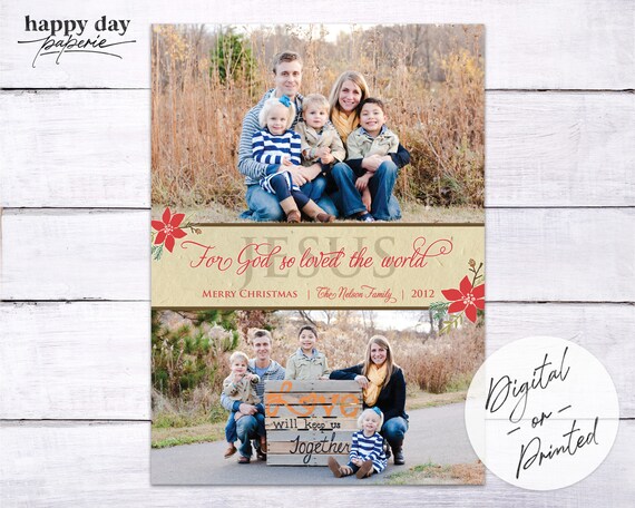 God So Loved - DIGITAL or printed Custom Christmas Holiday Photo Card Il_570xn