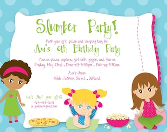 Slumber Party Birthday - Custom DIGITAL Birthday Party Invitation Invite for ANY AGE