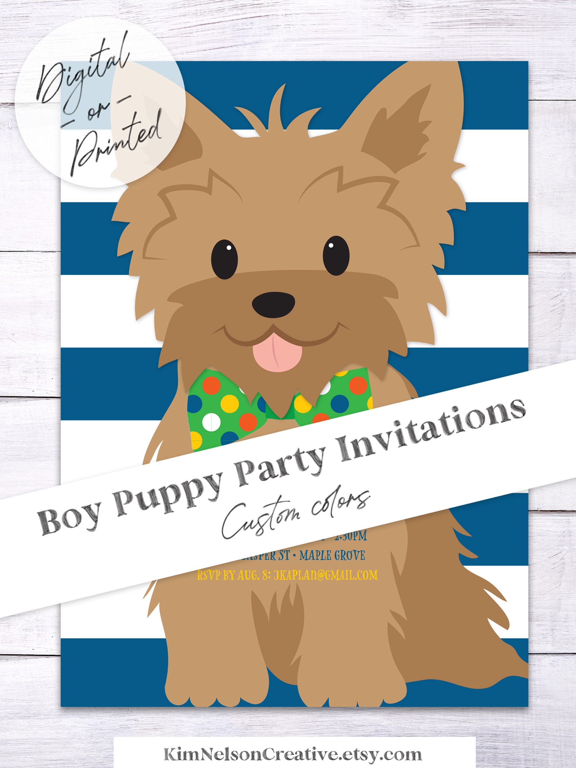 Boy Puppy Birthday Party Invitation | Dog Birthday Invite | Adopt a ...