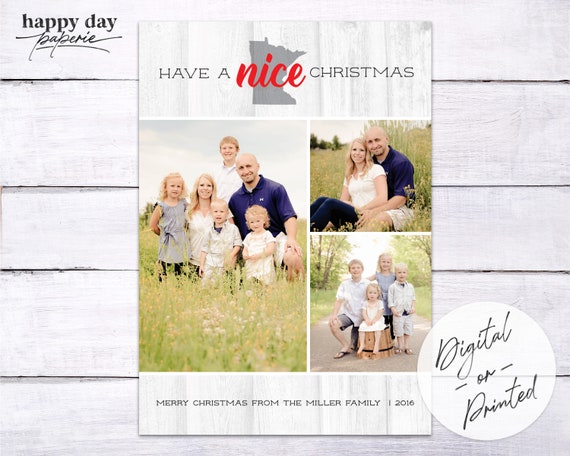 MN Nice - DIGITAL or printed Custom Christmas Holiday Photo Card Il_570xn