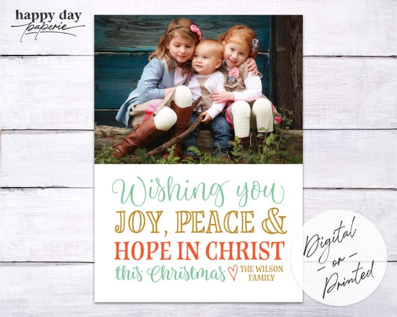 Hope in Christ - DIGITAL or printed Custom Christmas Holiday Photo Card Il_570xn