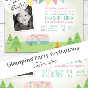 May include: A pink and teal camper van with a campfire in front of it. The invitation says "Campfires, marshmallows, and chocolate too. We're celebrating Emmy's 4th birthday and would love to see you!"  May 18th at 6:00 PM at 3745 Asbury Rd, Roseville, MN. Please RSVP to kjenkins@gmail.com.