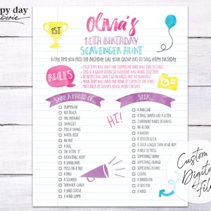 Neighborhood Scavenger Hunt Birthday Party Checklist | Custom | Digital, Printable