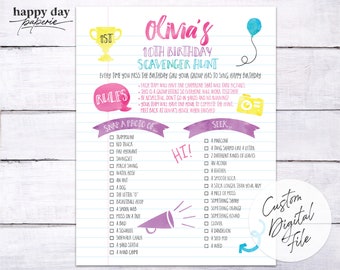 Neighborhood Scavenger Hunt Birthday Party Checklist | Custom | Digital, Printable