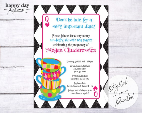 Mad Hatter Tea Party - Custom Baby Shower Invitation Il_570xn