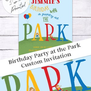 Park Birthday Party Invitation, Boy Custom Playground Birthday Invitation, Party at the Park, DIGITAL or Printed image 5