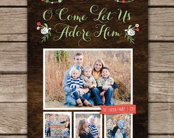 Let Us Adore Him - DIGITAL Custom Christmas Holiday Photo Card