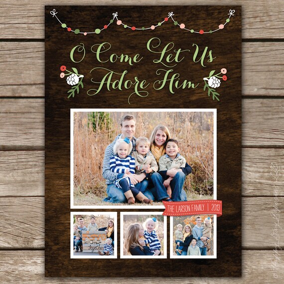 Let Us Adore Him - DIGITAL Custom Christmas Holiday Photo Card Il_570xn