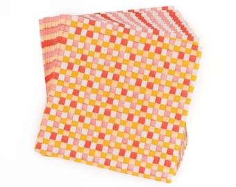 Greener Tables Petite Painted Checker Napkins Compostable Napkins (Set of 24)
