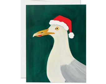 Holiday Christmas Card Seaside Santa Gull
