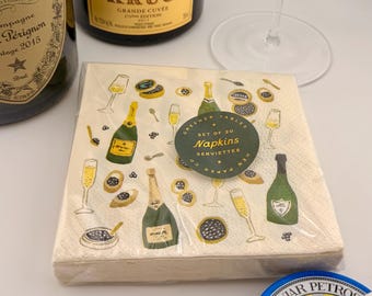 Greener Tables Caviar & Champagne Cocktail Napkins (Set of 20)