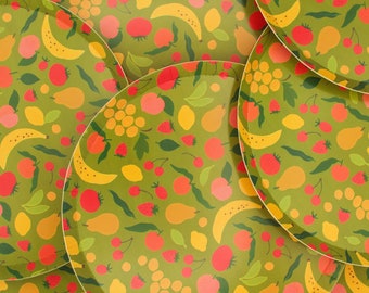 Greener Tables Tropical Fruit Fiesta Dinner Paper Plates (Set of 10):  Non-Toxic, PFAS Free, and Plastic-Free for a Healthier You