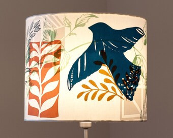 Blue bird Light Shade/Hand Printed/Tablelight Shade/Ceiling shade