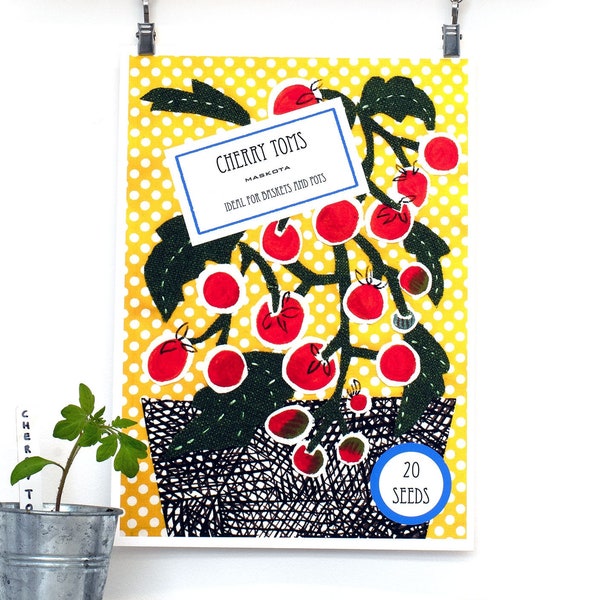 Cherry Tomatoes Seed Packet Illustration Print