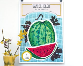 Watermelon Seed Packet Illustration Print