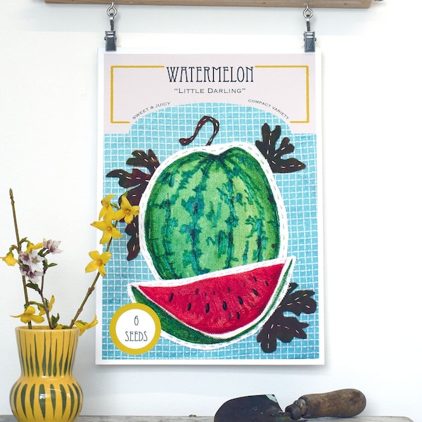 Watermelon Seed Packet Illustration Print
