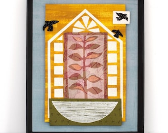 Framed Fabric Wall Art with Greenhouse