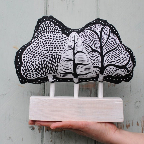 Fabric Tree Black and White Sculpture/Ornament