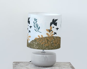 Printed Birds Drum Lamp Shades