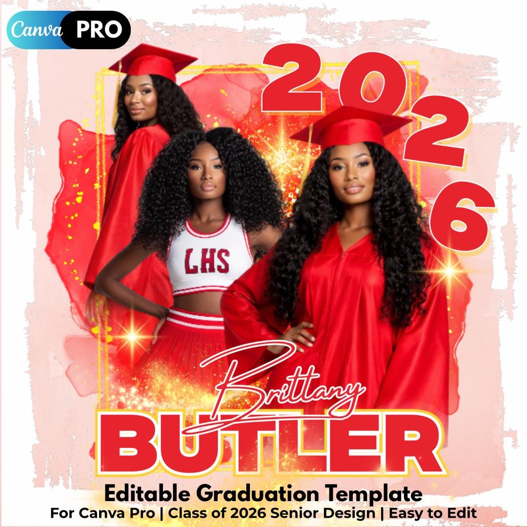 Editable Graduation Canva Template | Senior Photo Collage Template ...