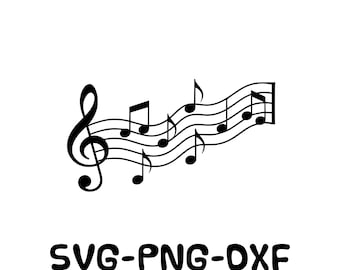 Music Note Wave Clipart SVG PNG DXF, Treble Clef Melody Svg, Music Staff Cut File, Band Teacher Printable, Choir Music Notes Cricut Design