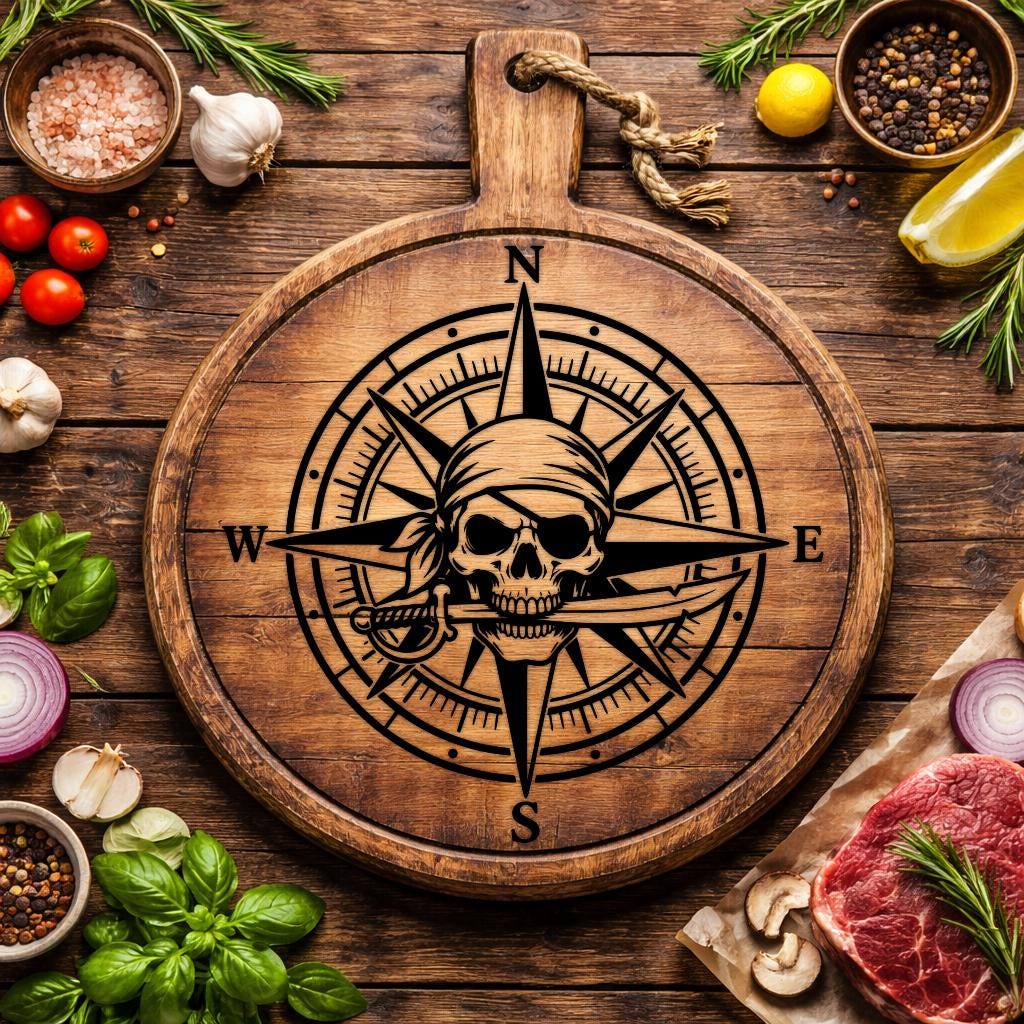 Compass Rose SVG DXF PNG Skull Compass Nautical Compass Cut File ...