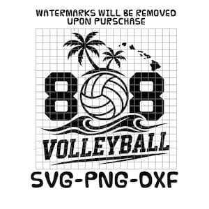 808 Voleibol SVG PNG DXF / Diseño de playa de Hawái / Imágenes prediseñadas de la isla de Maui, Hawái (Descarga digital)
