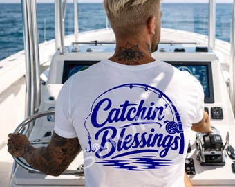 Faith Catchin’ Blessings SVG PNG DXF, Christian Bass Fishing Sublimation Design, Religious Fisherman Shirt Design, Faith Shirt Design