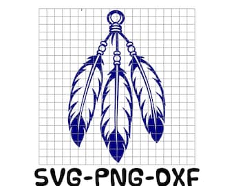 Native American Feathers SVG PNG | Tribal Feather Hanging Design | Indigenous Feather Artwork | Laser Engraving File | Sublimation Design