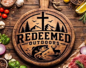 Redeemed Outdoors | Christian Fishing SVG PNG DXF | Faith Based Laser Engraving File | Cross Sublimation Design | Religious Outdoor Design