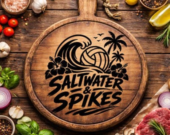 Saltwater & Spikes Svg | Beach Volleyball Shirt Design | Hawaii Volleyball Svg | Cricut Cut File PNG DXF EPS | Summer Volleyball