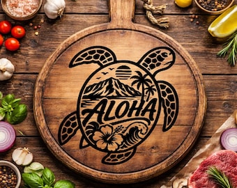 Aloha Sea Turtle SVG PNG DXF | Tropical Turtle Floral Shell with Diamond Head Hawaii | Cricut Cut File | Vinyl Decal Sublimation