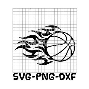 Flaming Basketball Svg | Tribal Flame Basketball Cut File | Cricut Silhouette SVG DXF PNG | Sports Flame Decal | Laser Engraving Design