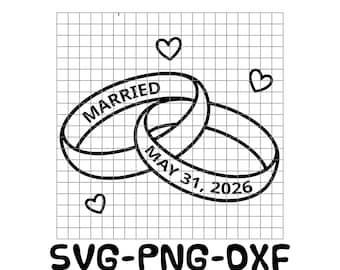 Wedding Rings SVG PNG DXF | Wedding Bands Sublimation Design | Laser Engraving File | Cricut Cut File | Wedding Ring Clipart