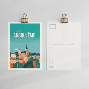 Carte postale "Belle Angoulême" - Mairie et marché des halles