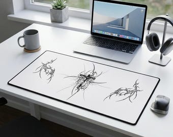 Cybersigilism Cross Gothic Desk Mat, Mystical Dark Mousepad