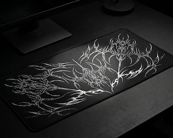 Gothic Cybersigilism Desk Mat, Alternative Style Workstation Decor
