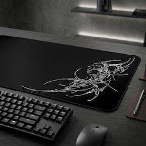 Cybersigilism Tribal Design Desk Mat | Minimalistic Tech Tribal Desk Pad