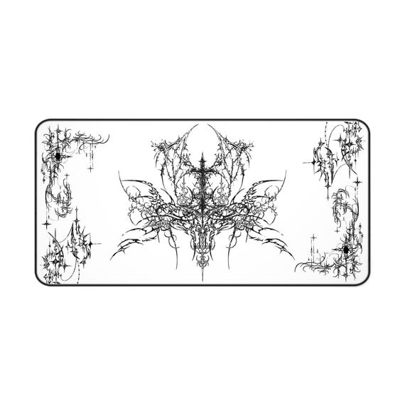 Desk Mat, Cybersigilism Mashup Workspace Pad for Tech Enthusiasts, Computer Desk Accessory, Office Decor, 16”x32” Gaming Mouse Pad