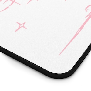 Captured Stars Angel Sketch Desk Mat | Pastel Pink Illustration, Large Mouse Pad image 12
