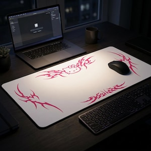 Desk Mat, Hello Kitty Pink Tribal Design - Cute Office Decor, Mouse Pad, Desk Accessory, Work From Home Gift, Desk Organizer