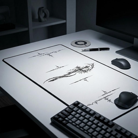 Cybersigilism Sword Mousepad, Gaming Pad, Computer Accessories, Desk Decor, Office Supplies, Tech Gift