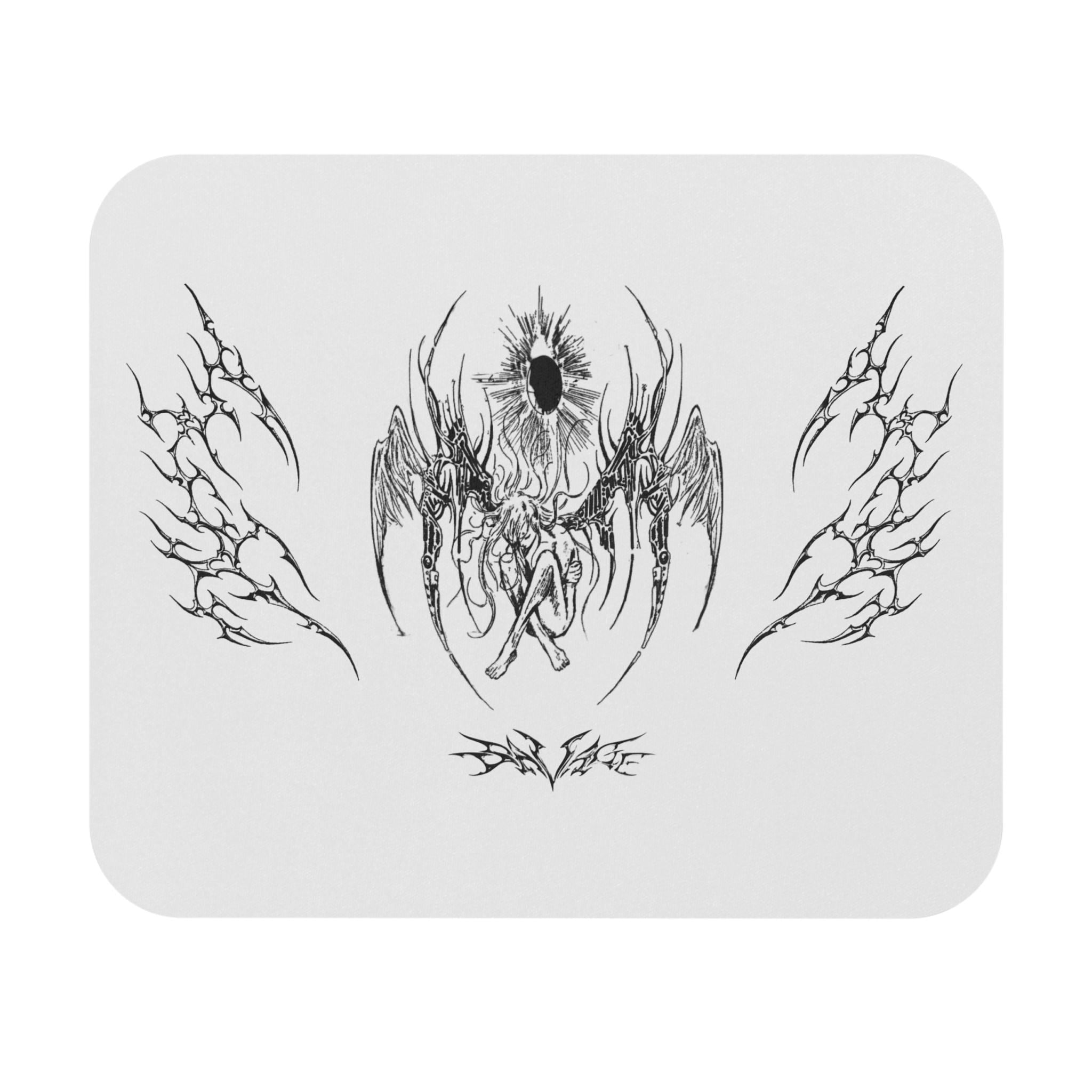 Angel Wings Mouse Pad, Cybersigilism Rectangle Desk Mat, Heavenly Guardian Mousepad, Computer Accessories, Gifts for Techies